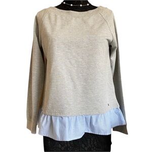 Tommy Hilfiger Gray Cotton Blue Peplum Sweatshirt Size Medium NWOT